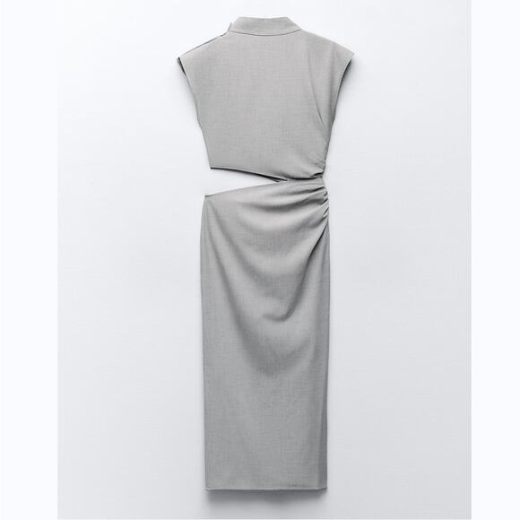 ZARA Blogger Fave High Collar Midi Dress NWT LAST ONE!!! 🩶 - Picture 16 of 16